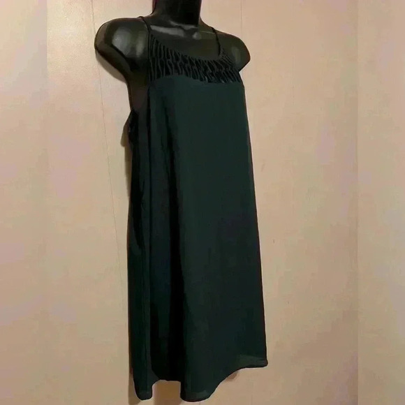 Maurice's Women's Sz S Forest Green Midi Spaghetti Strap Dress Fully Lined - Picture 3 of 7